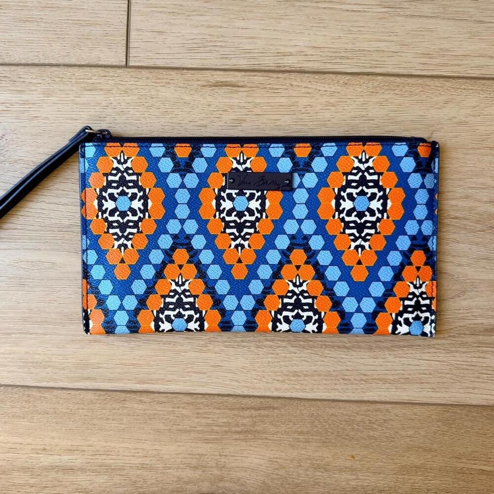 Vera Bradley Marrakesh Geos Blue Orange Geometric Phone Wallet Wristlet
